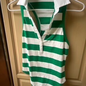 Free people striped racerback collared bodysuit. NWOT